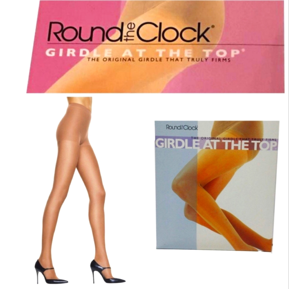 Round the Clock GIRDLE AT THE TOP PANTYHOSE Pale Beige Size B The original
